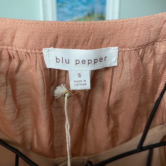blu pepper Copper Blouse Gorgeous Sleeve Sz S - Picture 3 of 7